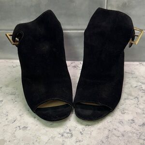 Tory Burch  Black Suede Peep-Toe Ankle Pumps Heels size 7